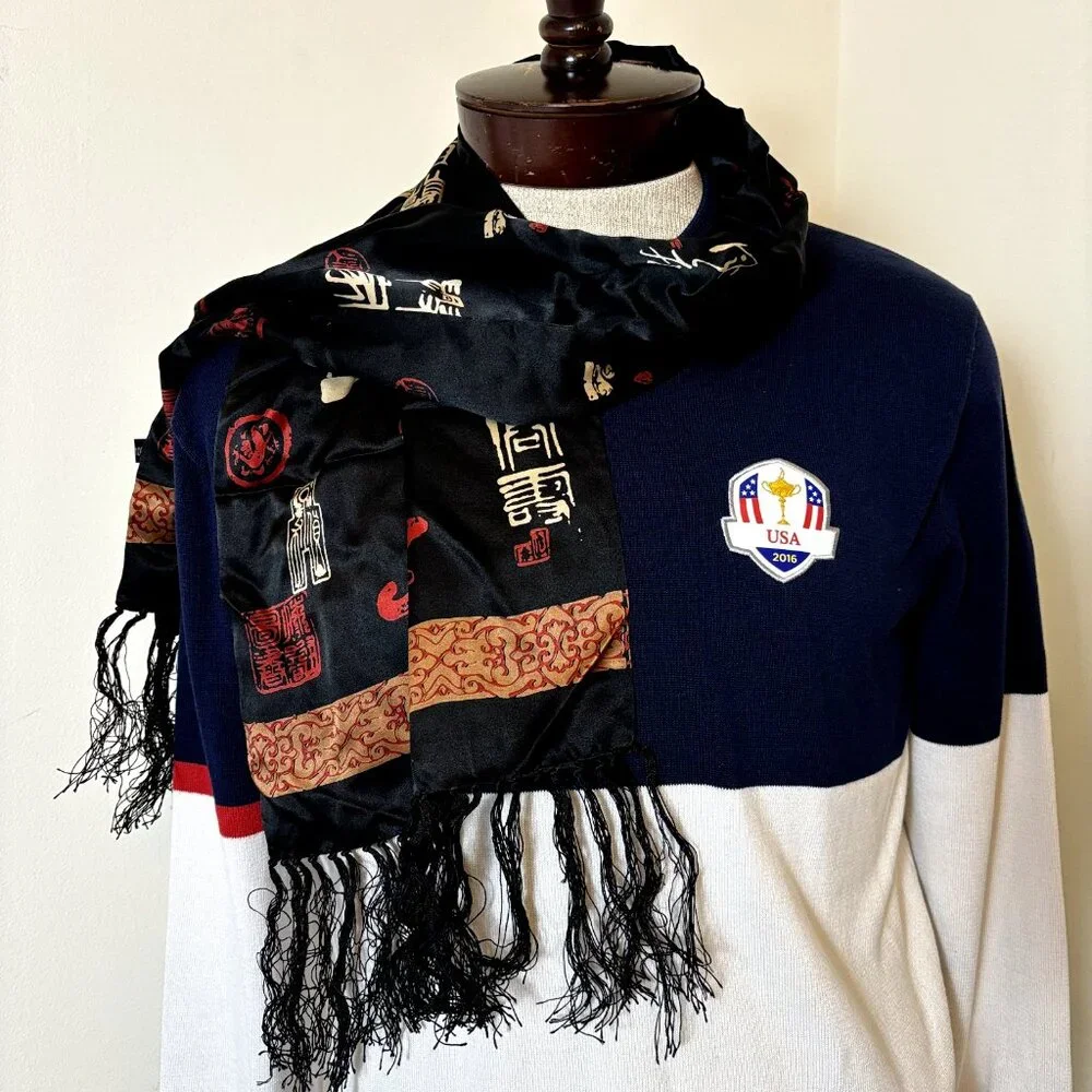 Pure Silk Black Scarf Wrap Shawl 10.5